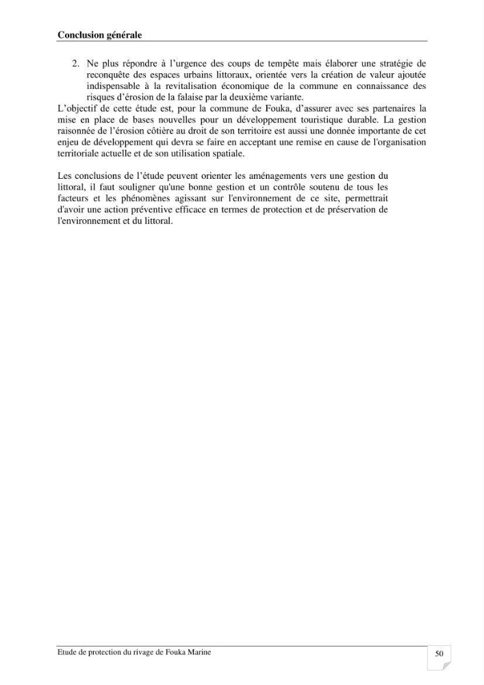 Etude de protection du rivage de Fouka marine