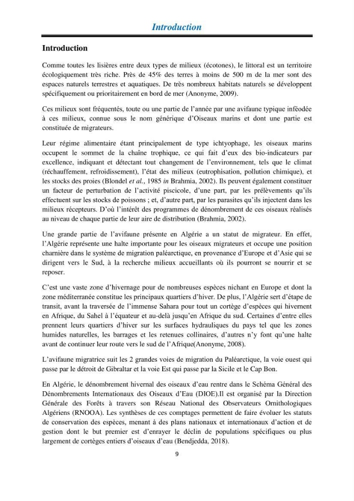 Proposition d’une méthode d’inventaire des oiseaux marins :application au littoral de la wilaya de Tipaza