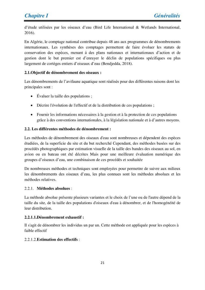 Proposition d’une méthode d’inventaire des oiseaux marins :application au littoral de la wilaya de Tipaza
