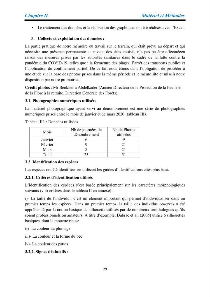 Proposition d’une méthode d’inventaire des oiseaux marins :application au littoral de la wilaya de Tipaza