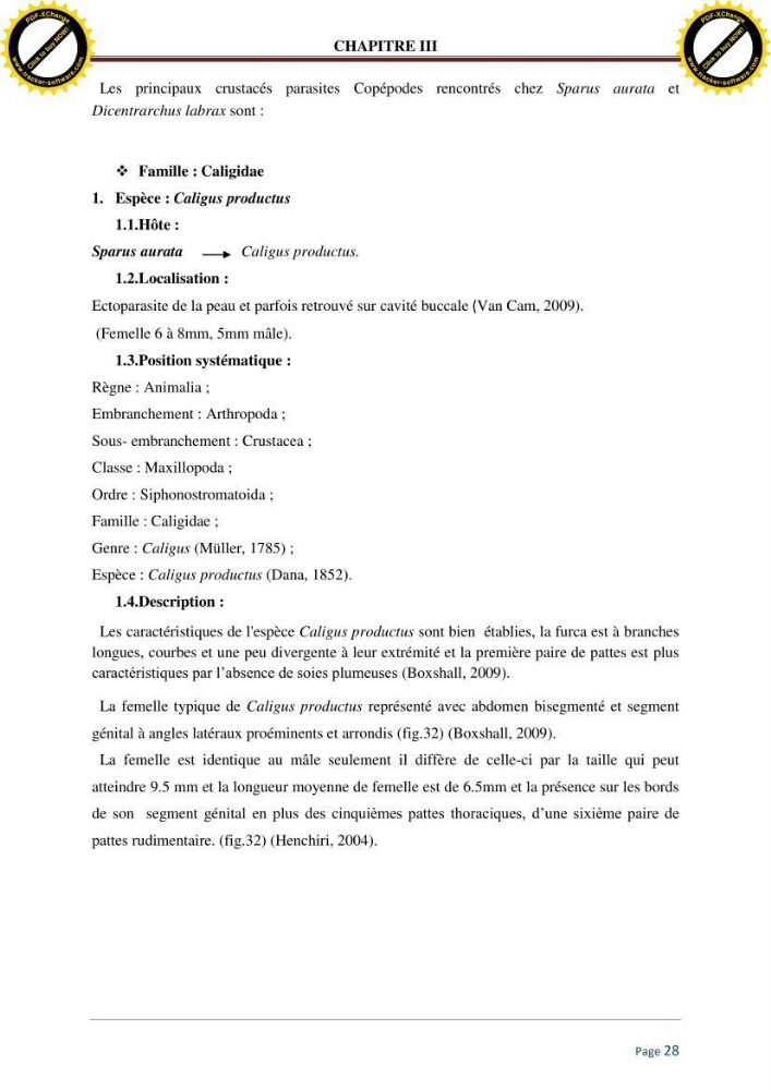 Inventaire des crustaces parasites des poissons de l\'eau de mer