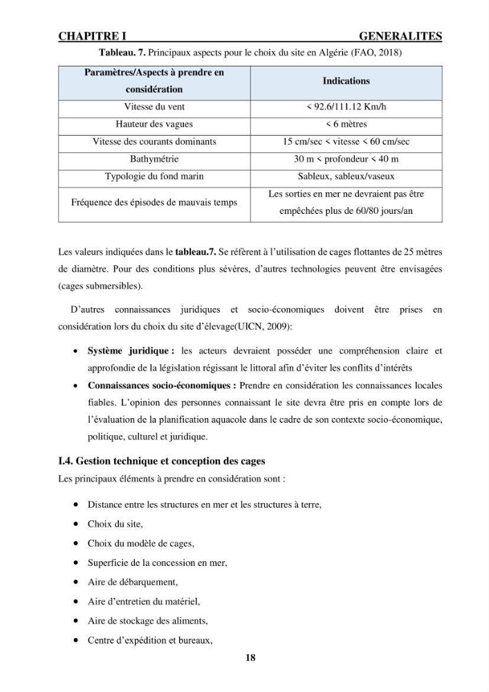 Contribution à la mise en place d’un protocole de gestion des fermes piscicoles en cages marines :