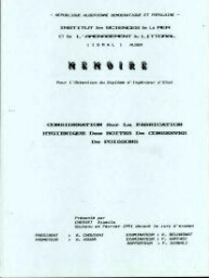 Considération sur la fabrication hygiènique des boites de conserves de poissons