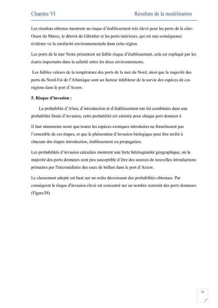 Contribution au développement d\'un modèle probabiliste pour estimer le risque d\'invasion par les eaux de ballast: cas de port d\'Arzew