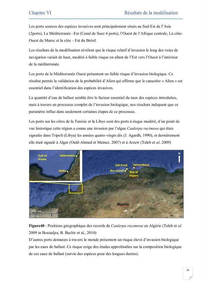 Contribution au développement d\'un modèle probabiliste pour estimer le risque d\'invasion par les eaux de ballast: cas de port d\'Arzew