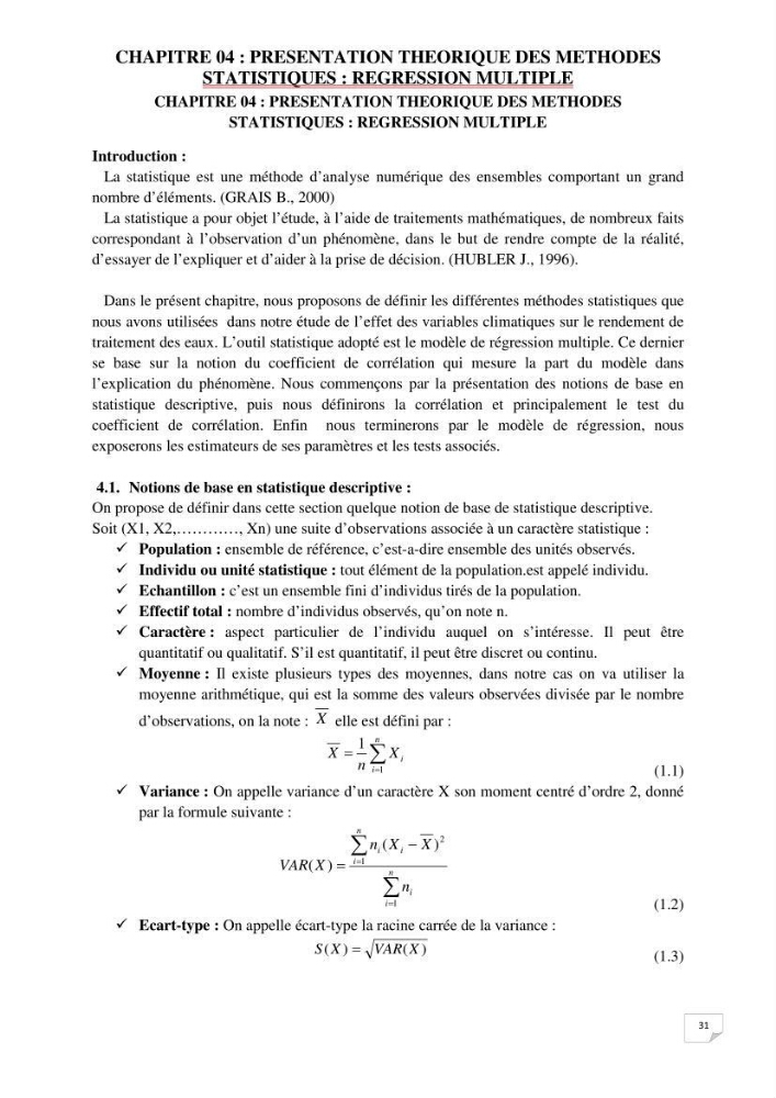 Etude statistique de l\'influence des conditions climatiques sur le pouvoir épuratoire de lagunage naturel