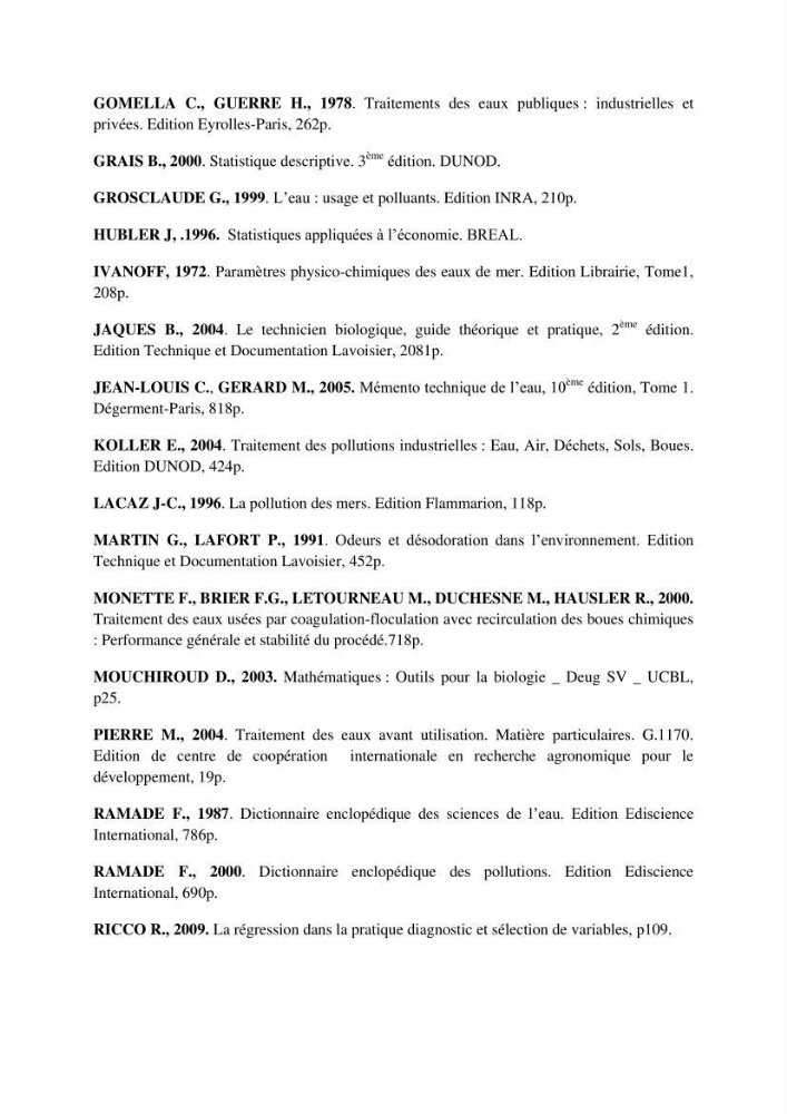 Etude statistique de l\'influence des conditions climatiques sur le pouvoir épuratoire de lagunage naturel