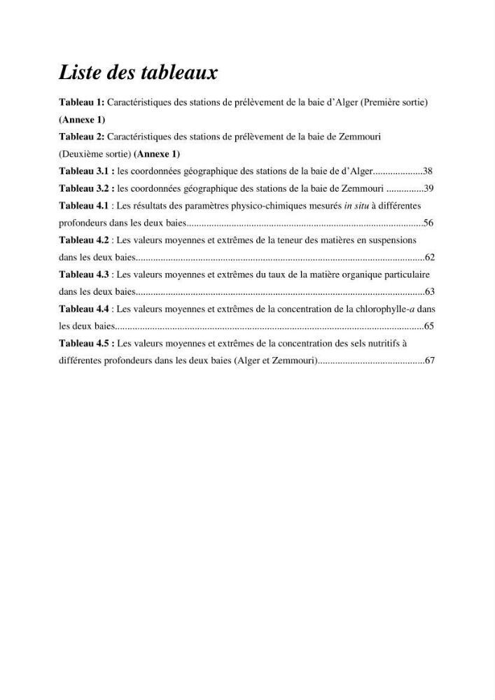 Evaluation des paramètres physico-chimiques et des sels nutritifs dans les eaux côtières algéroises (la baie d\'Alger et de Zemmouri)