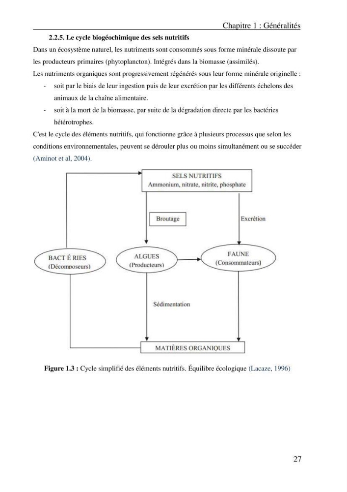 Evaluation des paramètres physico-chimiques et des sels nutritifs dans les eaux côtières algéroises (la baie d\'Alger et de Zemmouri)