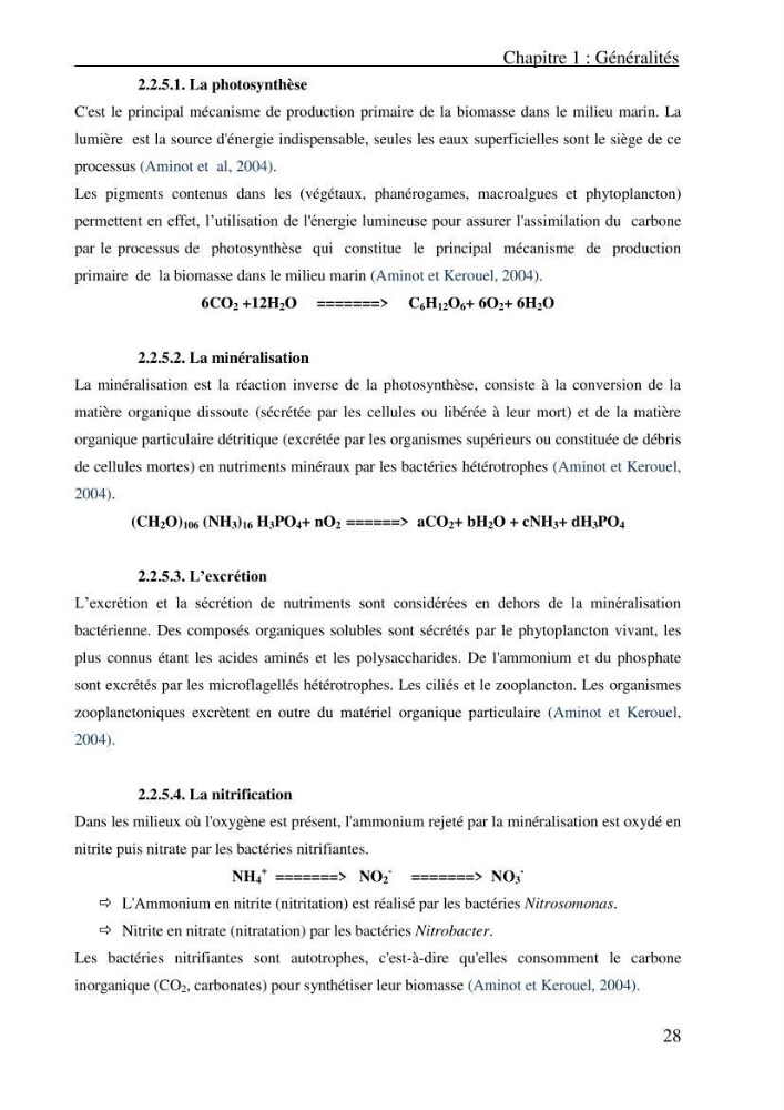Evaluation des paramètres physico-chimiques et des sels nutritifs dans les eaux côtières algéroises (la baie d\'Alger et de Zemmouri)