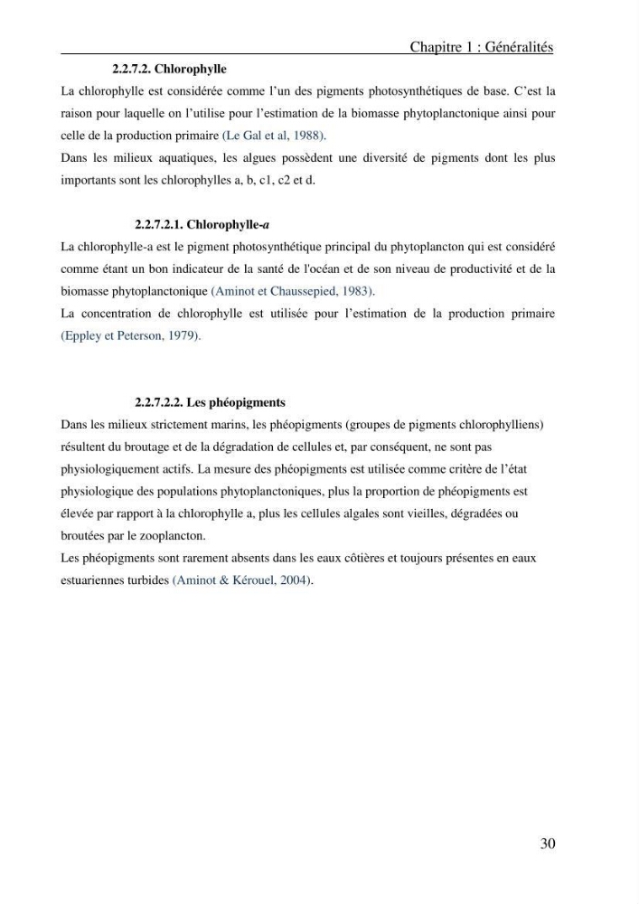 Evaluation des paramètres physico-chimiques et des sels nutritifs dans les eaux côtières algéroises (la baie d\'Alger et de Zemmouri)