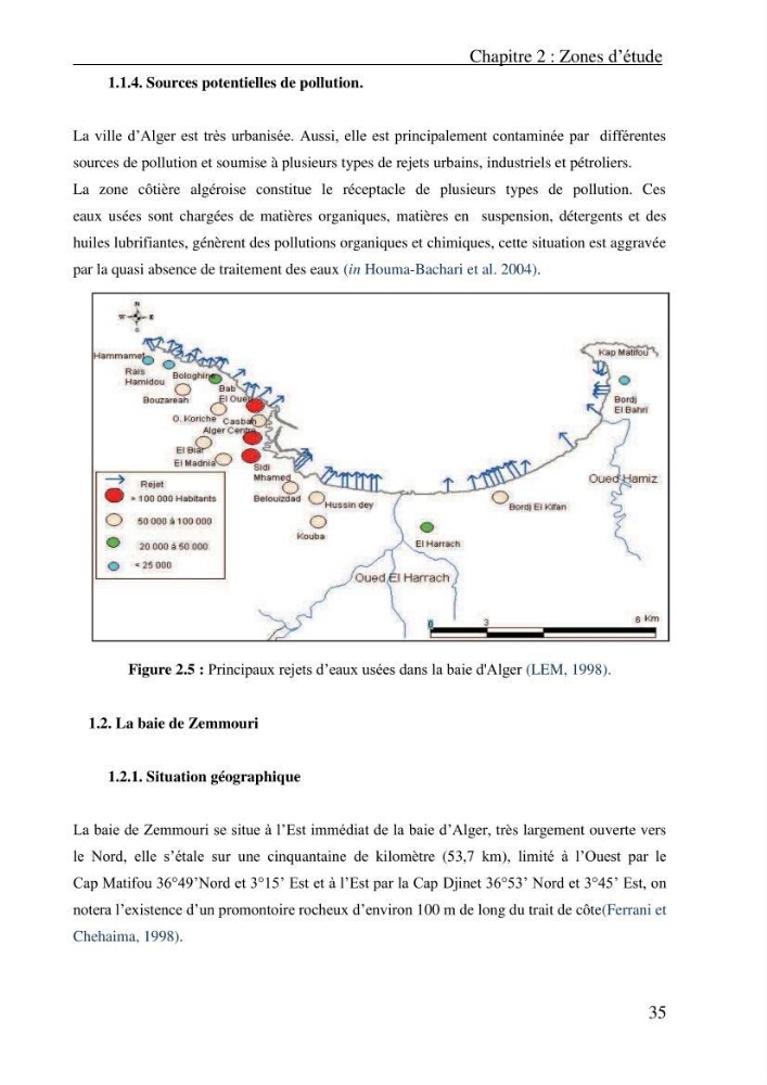 Evaluation des paramètres physico-chimiques et des sels nutritifs dans les eaux côtières algéroises (la baie d\'Alger et de Zemmouri)