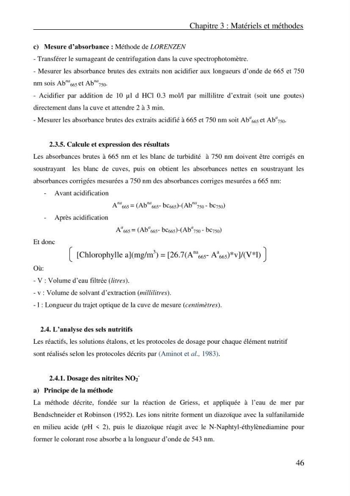Evaluation des paramètres physico-chimiques et des sels nutritifs dans les eaux côtières algéroises (la baie d\'Alger et de Zemmouri)