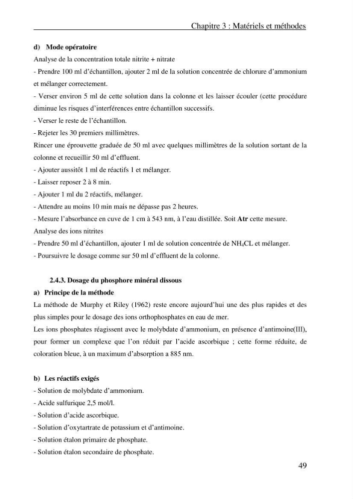 Evaluation des paramètres physico-chimiques et des sels nutritifs dans les eaux côtières algéroises (la baie d\'Alger et de Zemmouri)