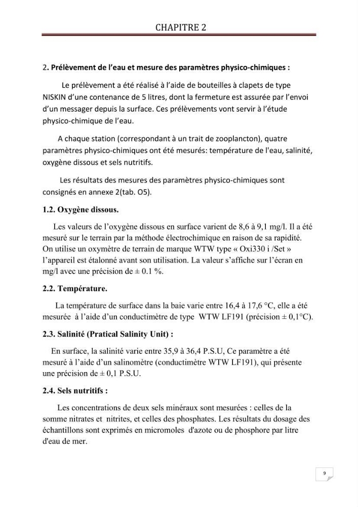 Contribution à l\'étude qualitative et quantitative du zooplancton de la baie de Bou-Ismail