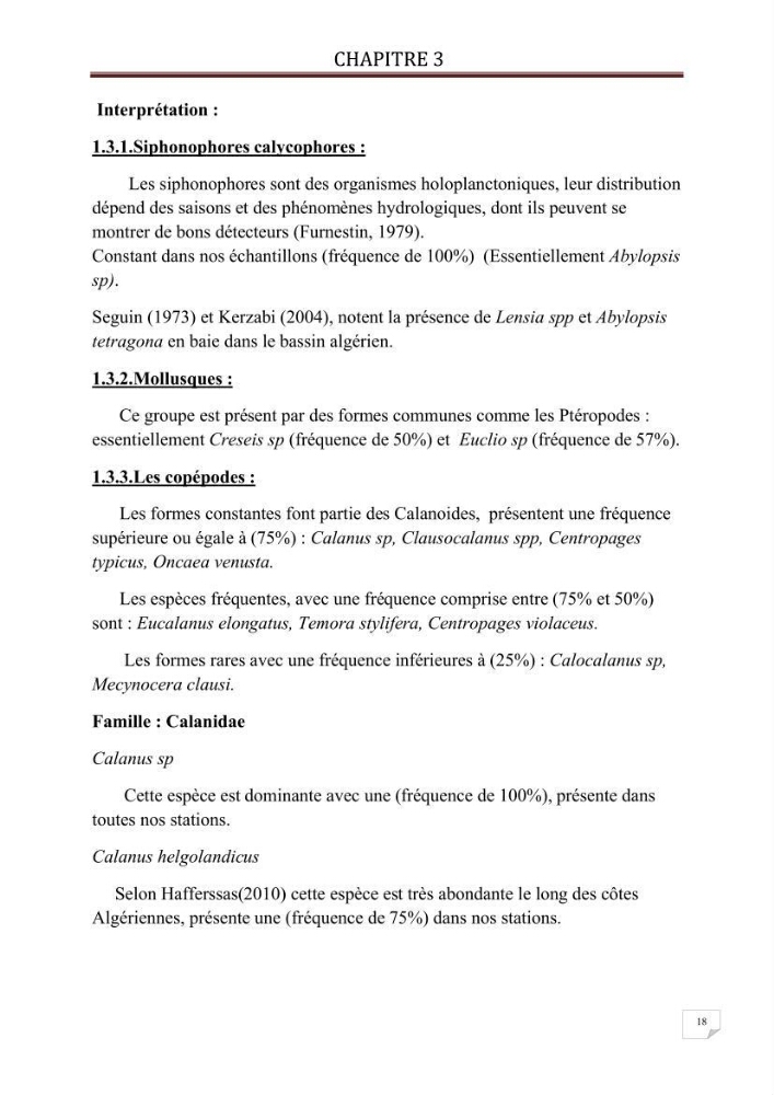 Contribution à l\'étude qualitative et quantitative du zooplancton de la baie de Bou-Ismail