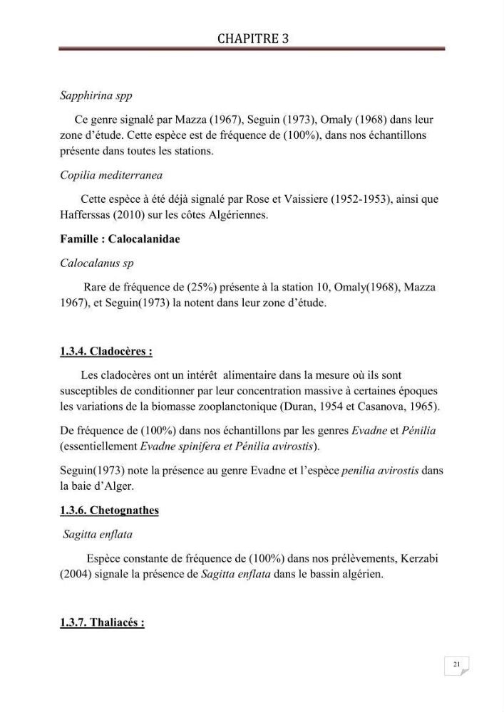 Contribution à l\'étude qualitative et quantitative du zooplancton de la baie de Bou-Ismail