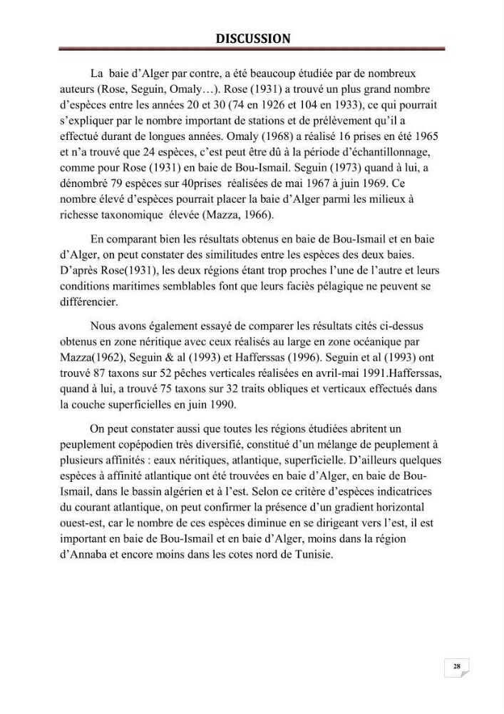 Contribution à l\'étude qualitative et quantitative du zooplancton de la baie de Bou-Ismail