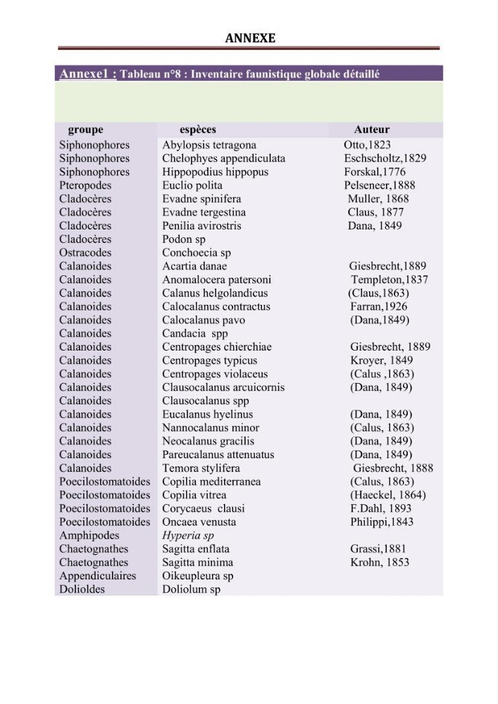 Contribution à l\'étude qualitative et quantitative du zooplancton de la baie de Bou-Ismail
