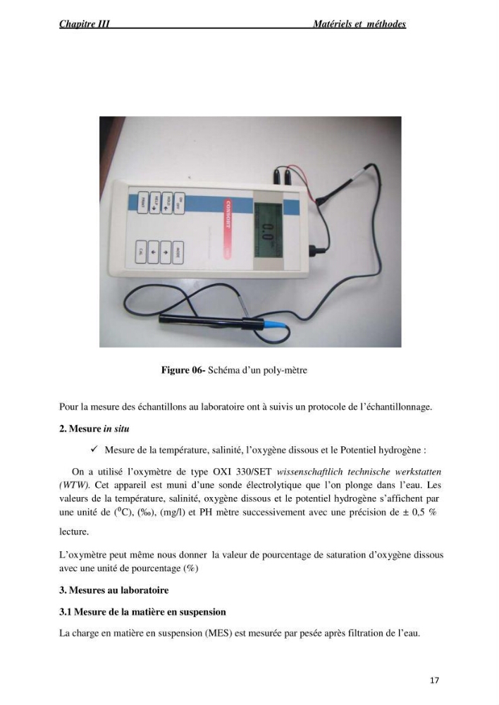 La mesure des paramètres physico-chimiques et les hydrocarbures polyaromatiques au niveau du port de Sidi-Fredj