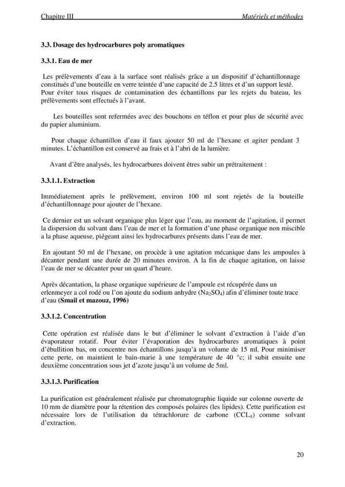 La mesure des paramètres physico-chimiques et les hydrocarbures polyaromatiques au niveau du port de Sidi-Fredj