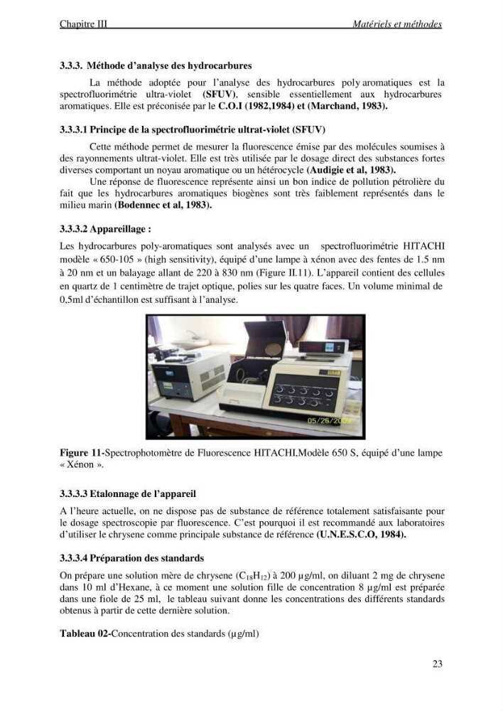 La mesure des paramètres physico-chimiques et les hydrocarbures polyaromatiques au niveau du port de Sidi-Fredj