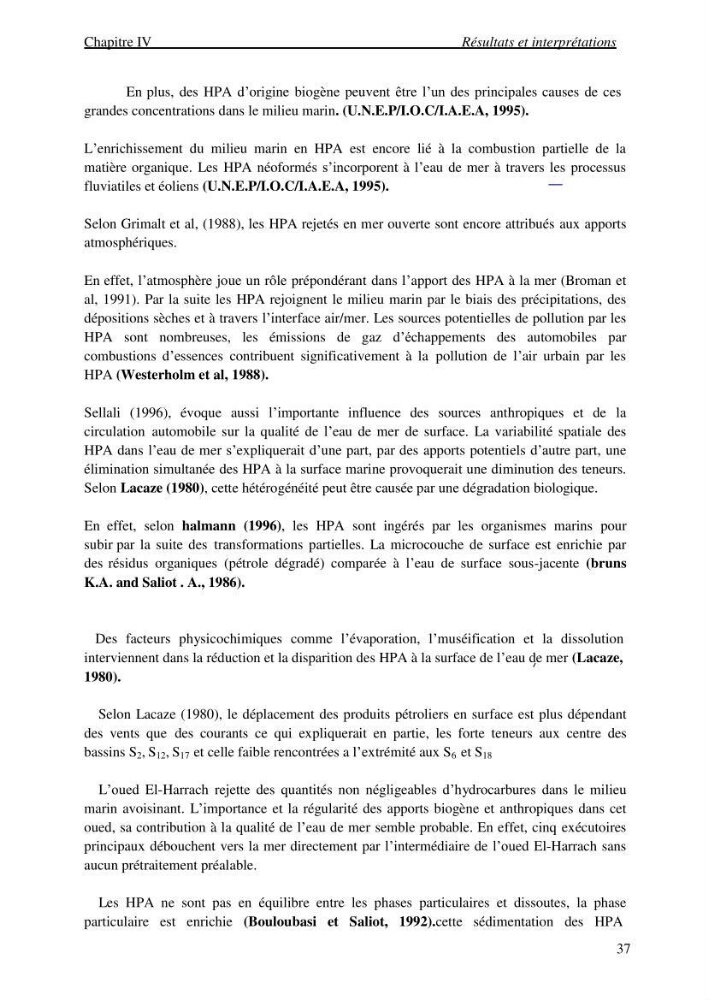 La mesure des paramètres physico-chimiques et les hydrocarbures polyaromatiques au niveau du port de Sidi-Fredj