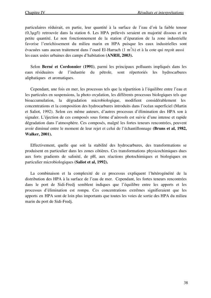 La mesure des paramètres physico-chimiques et les hydrocarbures polyaromatiques au niveau du port de Sidi-Fredj