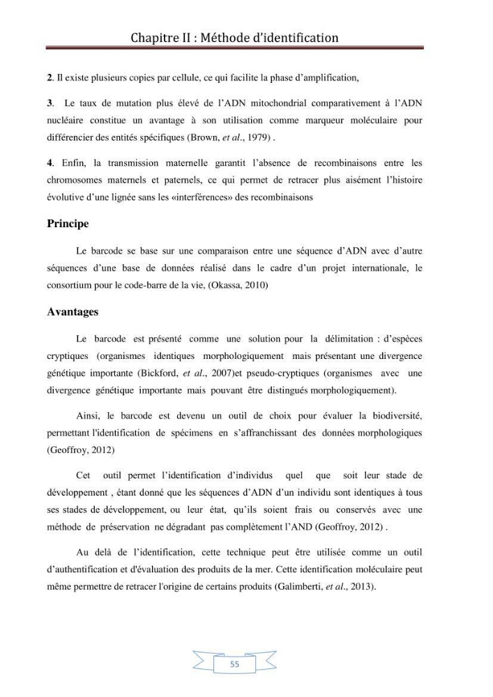 Recherche bibliographique sur les techniques de génétique moléculaire et leurs applications dans l\'identification des especes de poissons :