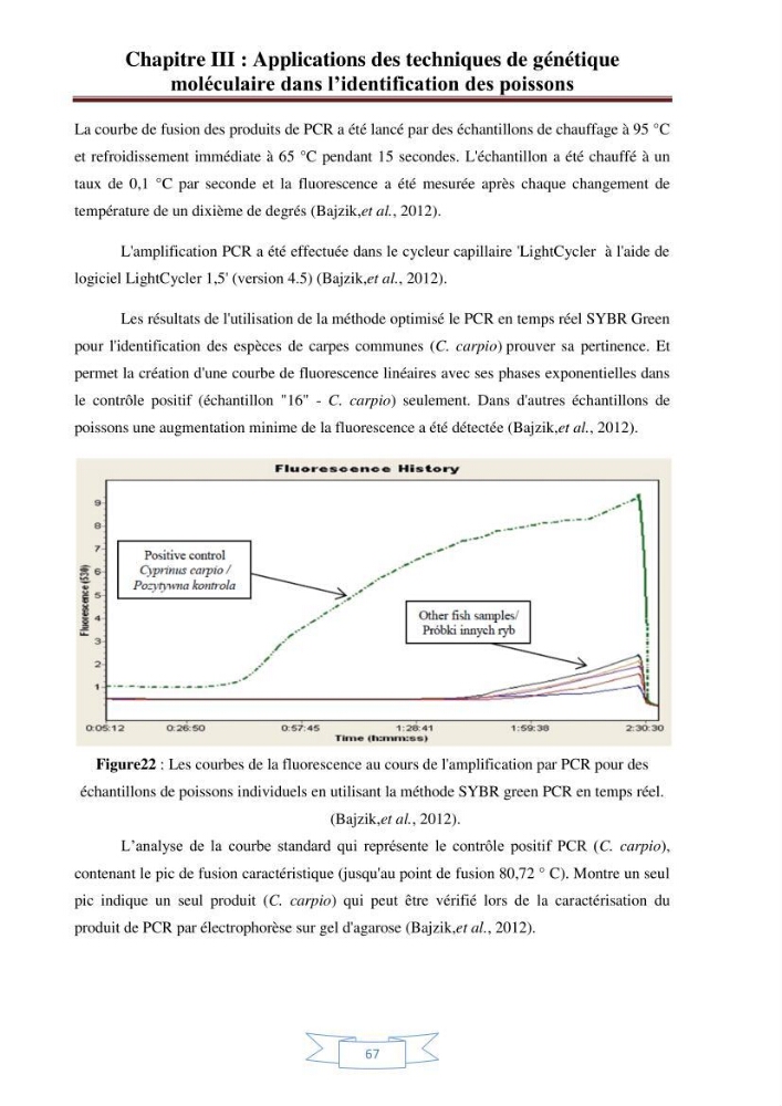 Recherche bibliographique sur les techniques de génétique moléculaire et leurs applications dans l\'identification des especes de poissons :