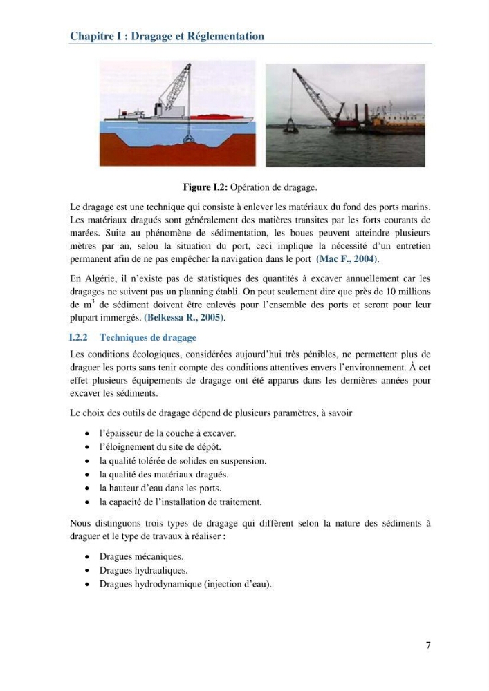 L\'étude d\'impact des produits de dragage du port de Bejaia sur l\'environnement \' arrière port \'