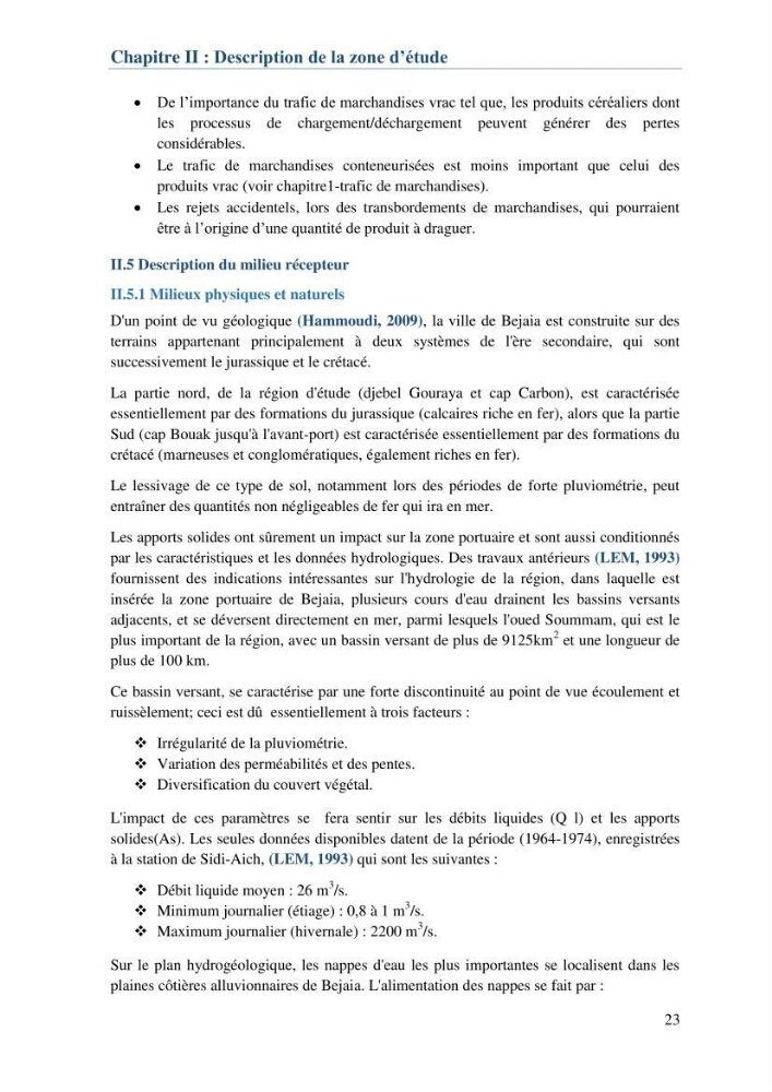 L\'étude d\'impact des produits de dragage du port de Bejaia sur l\'environnement \' arrière port \'