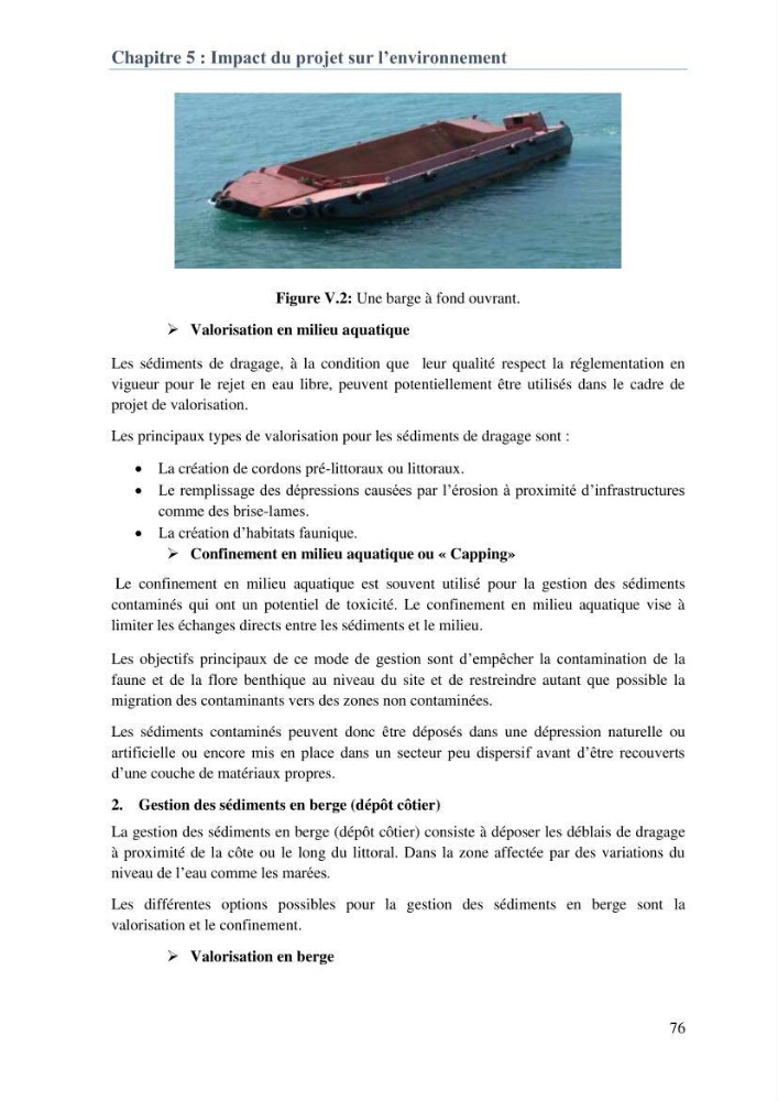 L\'étude d\'impact des produits de dragage du port de Bejaia sur l\'environnement \' arrière port \'