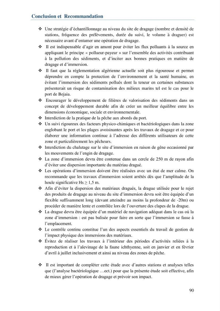 L\'étude d\'impact des produits de dragage du port de Bejaia sur l\'environnement \' arrière port \'