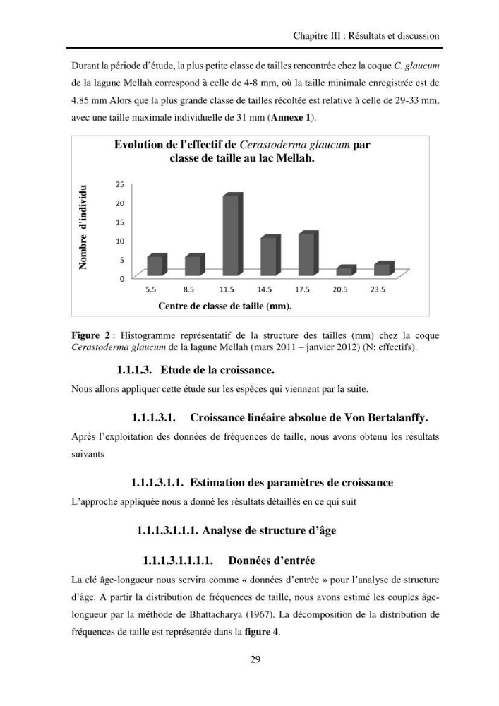 Organisation des populations de Cerastoderma glaucum, Ruditapes decussatus, espèces d’intérêt aquacole dans les élevages extensifs au niveau du lac Mellah (EL Kala).