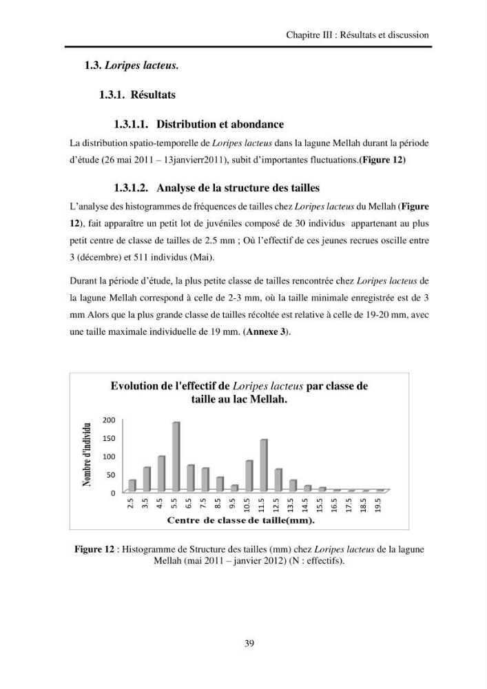 Organisation des populations de Cerastoderma glaucum, Ruditapes decussatus, espèces d’intérêt aquacole dans les élevages extensifs au niveau du lac Mellah (EL Kala).