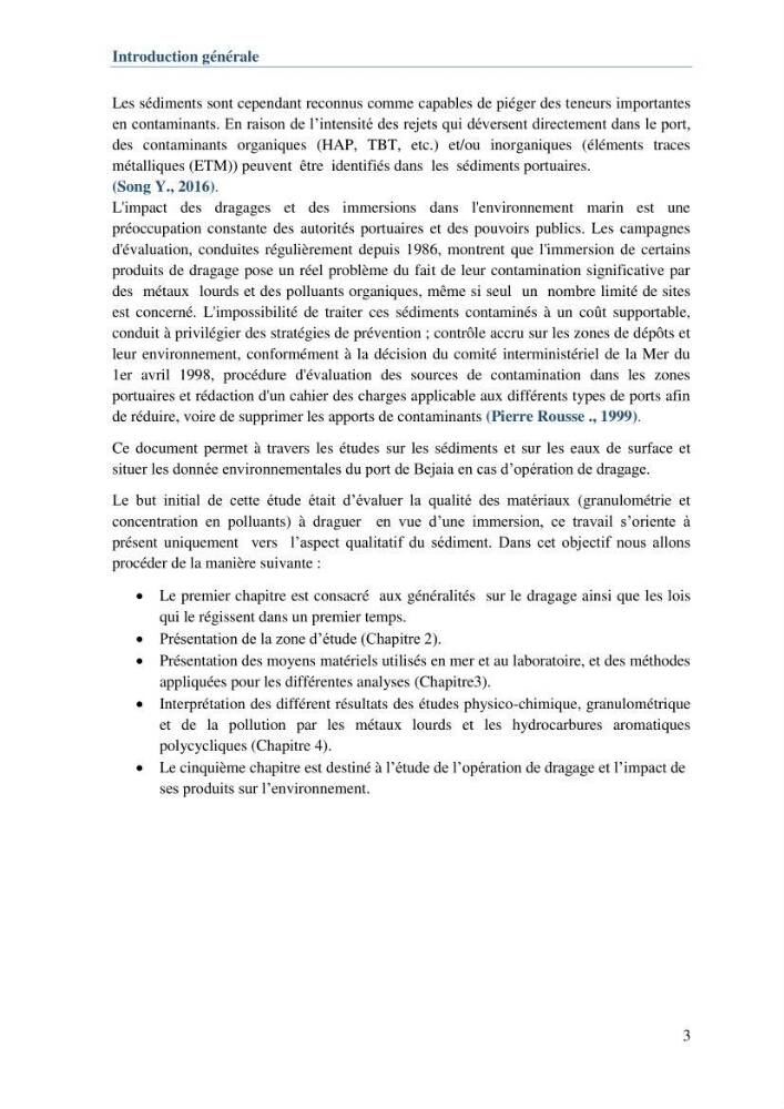 L\'étude d\'impact des produits de dragage du port de Bejaia sur l\'environnement \' arrière port \'