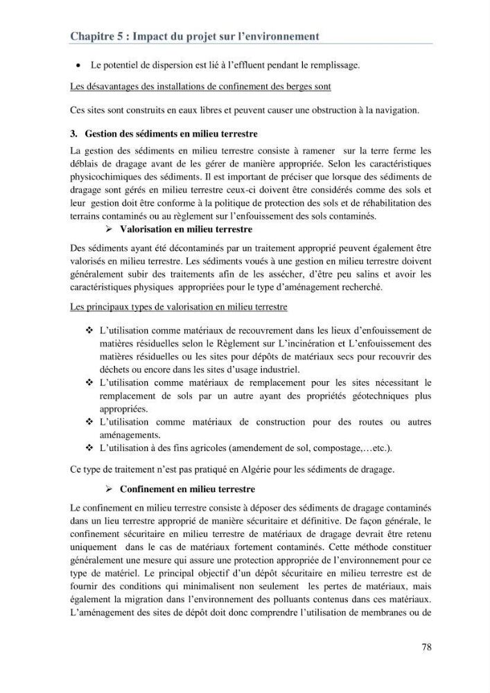 L\'étude d\'impact des produits de dragage du port de Bejaia sur l\'environnement \' arrière port \'