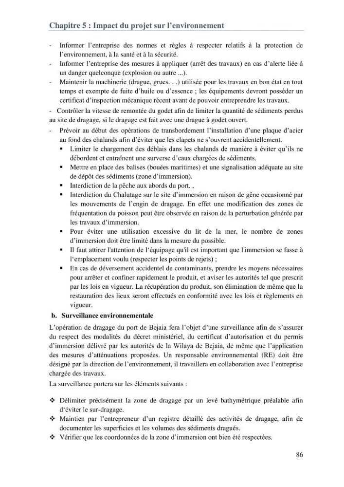 L\'étude d\'impact des produits de dragage du port de Bejaia sur l\'environnement \' arrière port \'