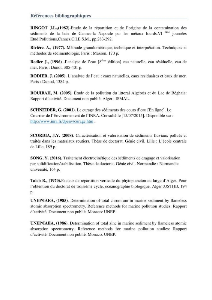 L\'étude d\'impact des produits de dragage du port de Bejaia sur l\'environnement \' arrière port \'