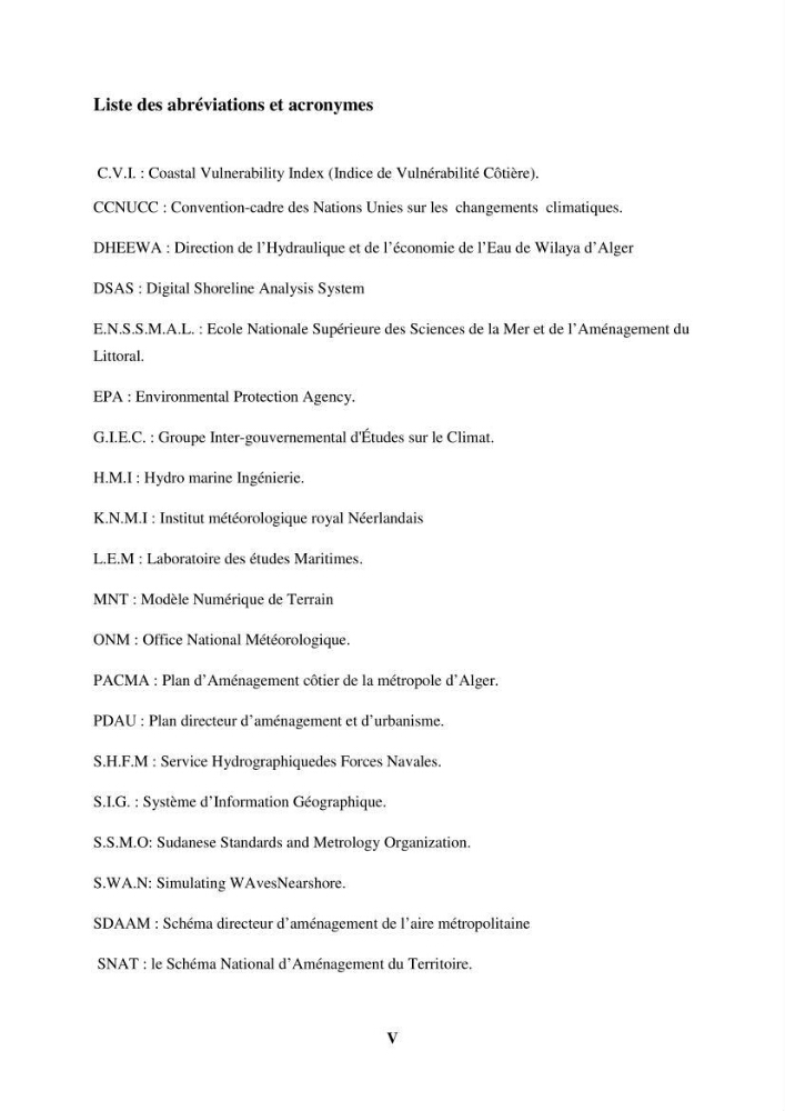 Calcul de l\'indice de vulnérabilité côtière de la baie d\'El Djamila