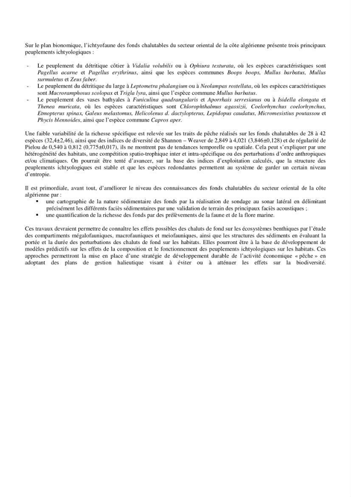 Contribution à la connaissance de la biodiversité des fonds chalutables de la côte algérienne