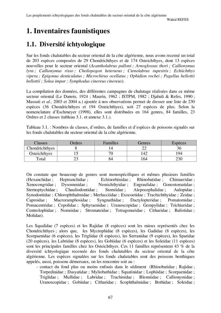 Contribution à la connaissance de la biodiversité des fonds chalutables de la côte algérienne