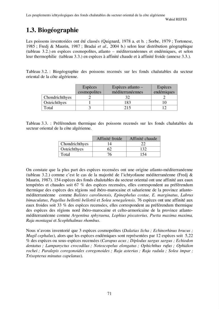 Contribution à la connaissance de la biodiversité des fonds chalutables de la côte algérienne