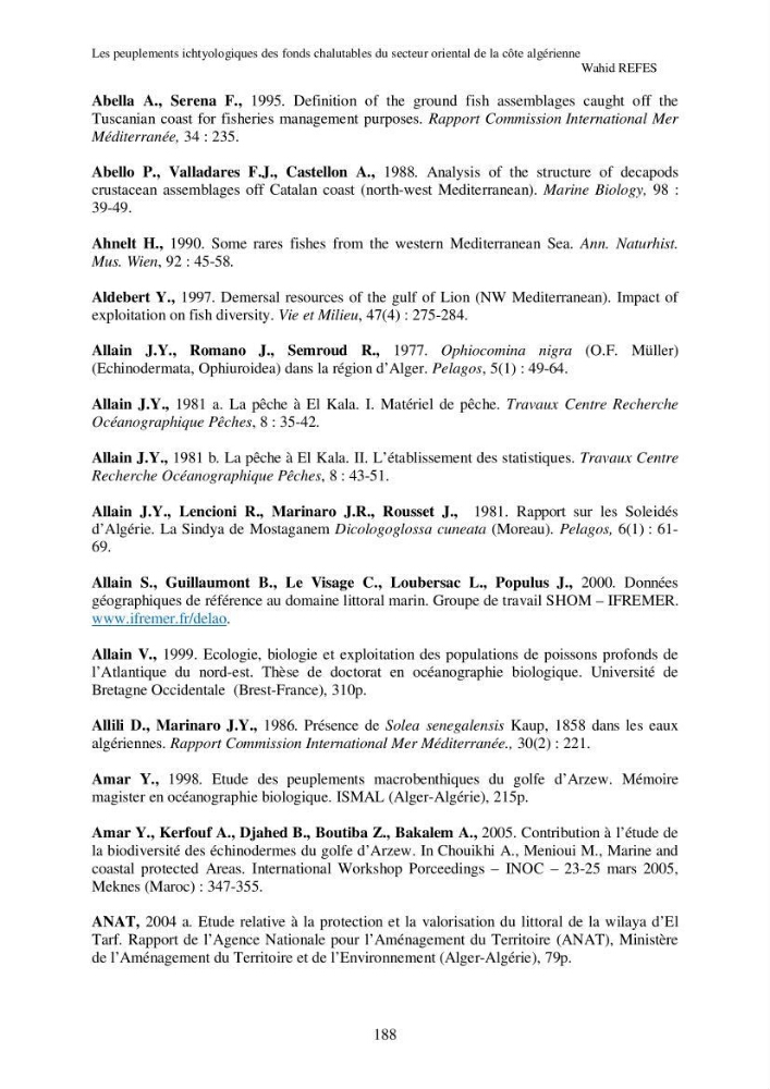 Contribution à la connaissance de la biodiversité des fonds chalutables de la côte algérienne