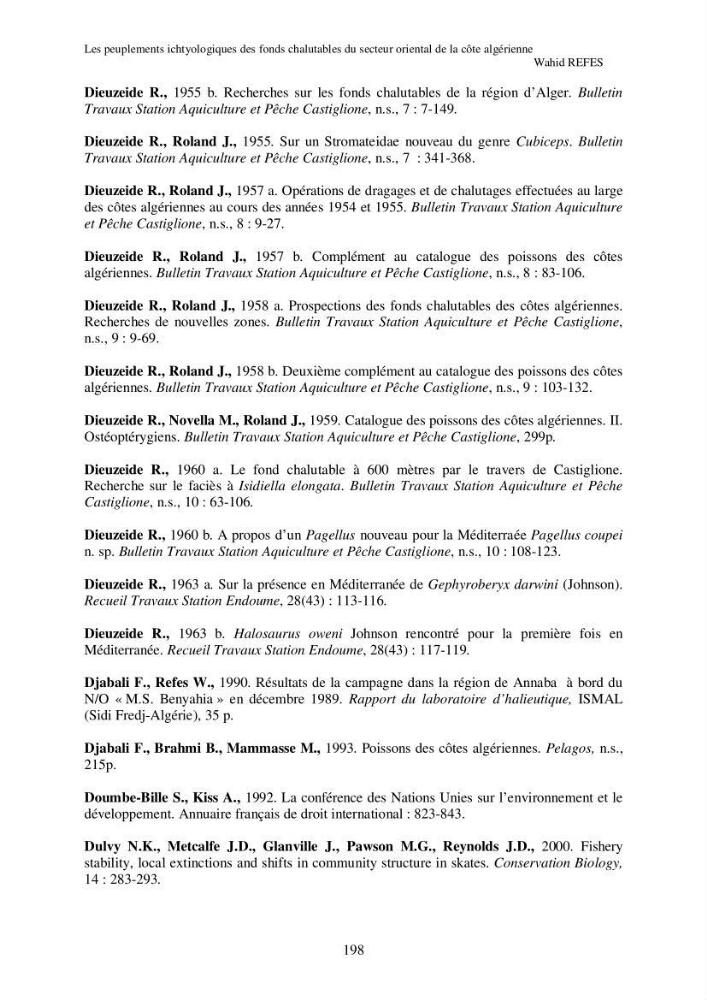 Contribution à la connaissance de la biodiversité des fonds chalutables de la côte algérienne
