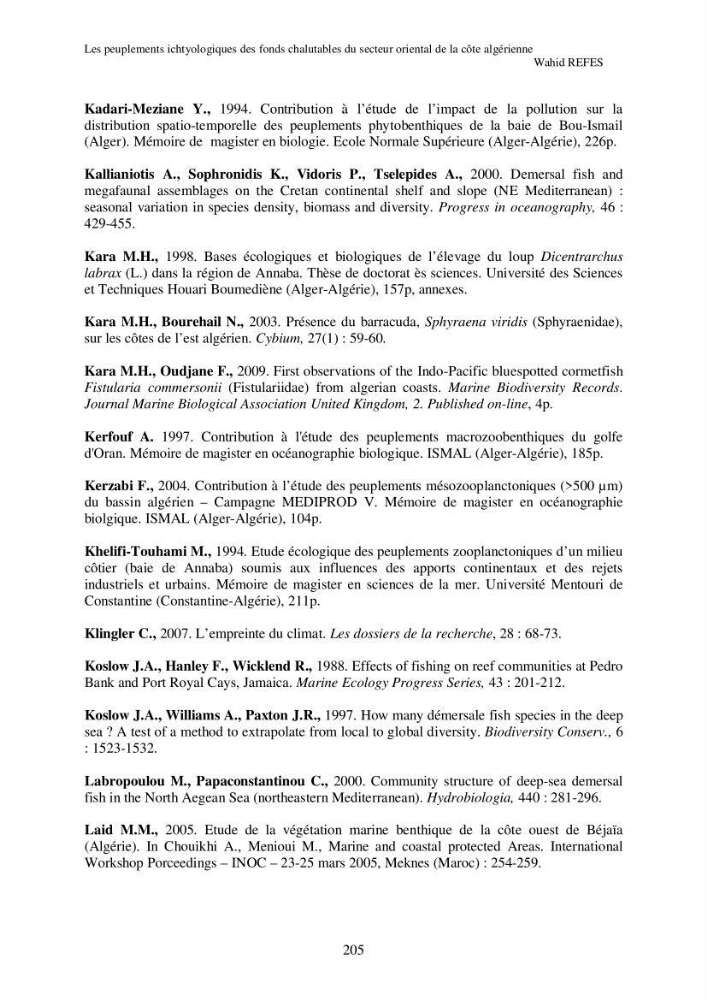 Contribution à la connaissance de la biodiversité des fonds chalutables de la côte algérienne