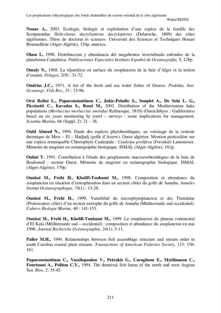 Contribution à la connaissance de la biodiversité des fonds chalutables de la côte algérienne