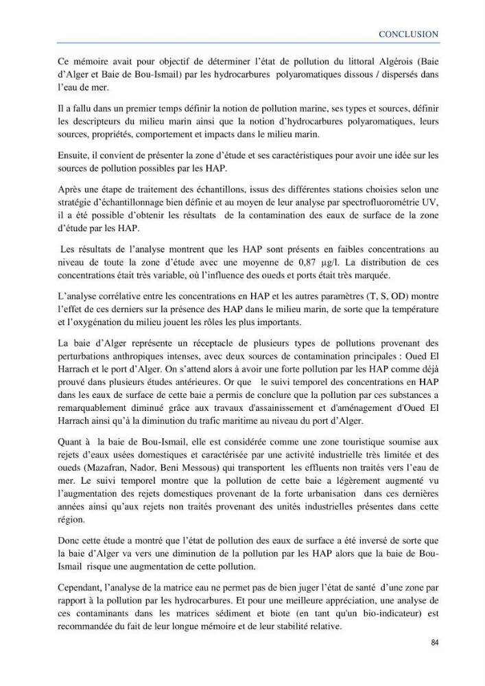 Diagnostic de contamination des eaux du littoral Agerois par les Hydrocarbures