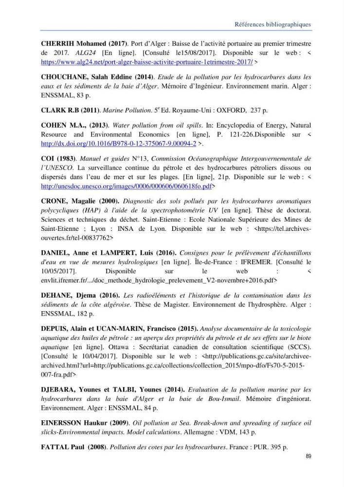 Diagnostic de contamination des eaux du littoral Agerois par les Hydrocarbures